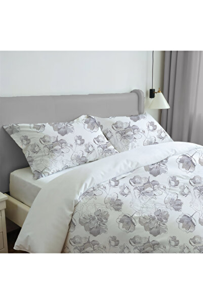 Cottage 6pcs lily grey design microfiber comforter set, king 220*240 cm