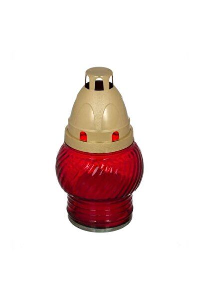 OEM Reusable Decorative Candle in Red Glass Container with Dome Lid Ø8x14cm