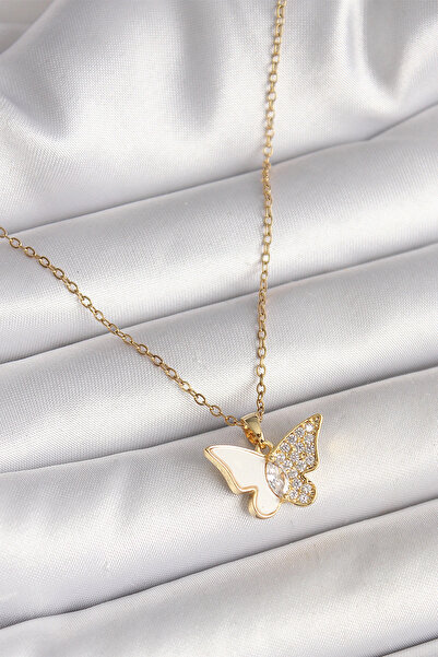 My Reality Fashion 316L الصلب سلسلة ذهبية اللون الزركون حجر أبيض المينا فراشة...