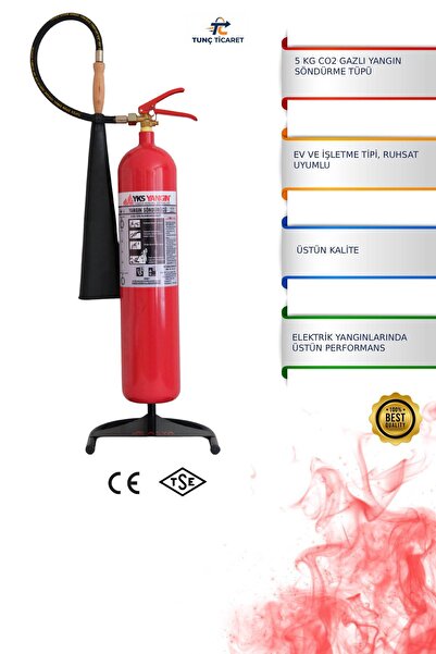 TUNÇ ONLİNE TUNÇ TİCARET Yangın Söndürme Tüpü 5 Kg CO2 Gazlı 2 Yıllık Elektri...