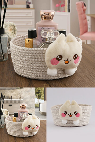 Leila Home Rabbit Plush Storage Wicker Basket, Makeup, Toy, and Desktop Organ...