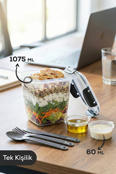 Vienev Lockable Lid 1075ml Food Storage Container - Practical Meal Container ...