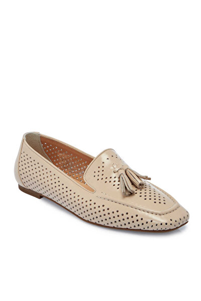 Tergan Bej Hakiki Rugan Deri Kadın Loafer - K25I1AY67912-A54