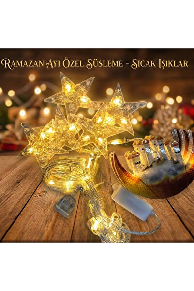 Coverzone 3 Metre Fişli Sarkıt Perde LED Ramazan Ayı Ve Minare Temalı Dekorat...