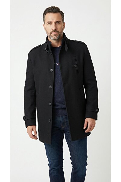 Plus Scorpion Palton pentru bărbați cu guler în V, din țesătură Tok, căptușit...