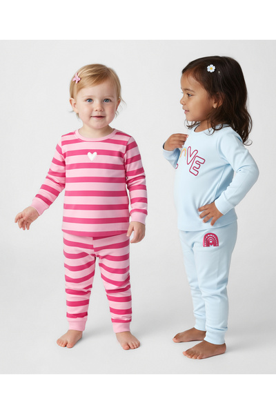 Bonfino طقم بيجاما بأكمام طويلة، مصنوع من القطن الخالص ١٠٠٪، مخطط مطبوع بنقشة...