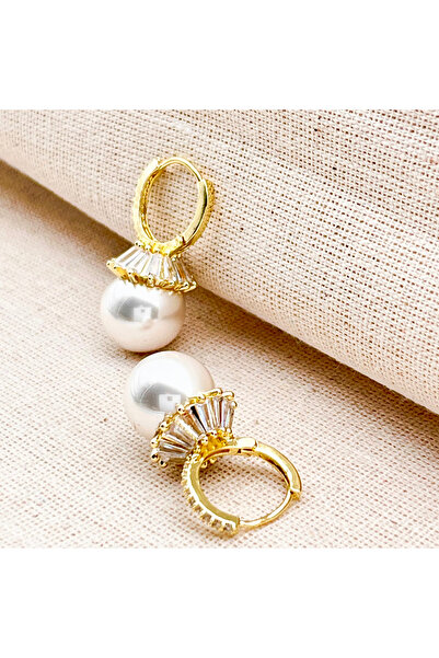 Siya Silver Special Series Zircon Stone and Pearl Hoop Earrings - Gift Boxed