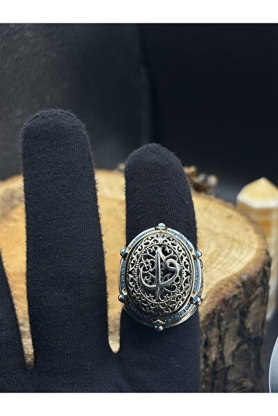 BİRİNCİHANE Arapça Elif & Vav Harfli Özel Tasarım 925 Ayar Gümüş Erkek Yüzük ...