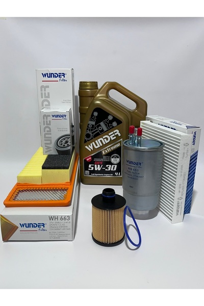 WUNDER Fıat Linea 1.3 Dizel Euro 5 Periyodik Bakım Seti 5li 5W30 Hava Yağ Maz...