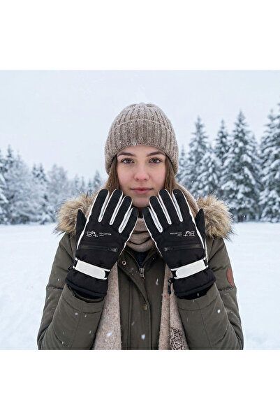 PIECE SIGNATURE Comfortable Fit Snow Gloves for Women with Fur Inside