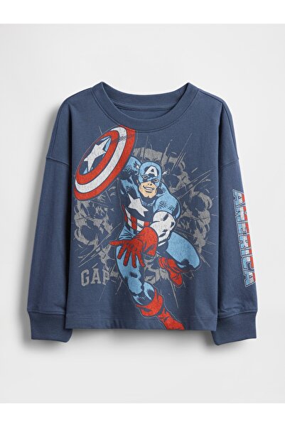 GAP Erkek Bebek Mavi Marvel Grafik Baskılı T-Shirt