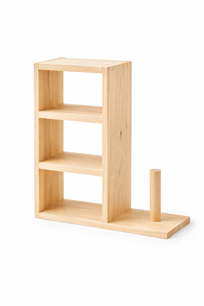 ITERRA Masif Çam Ahşap Baharatlık & Havlu Kağıtlık Organizer – 3 Raflı Tezgah...