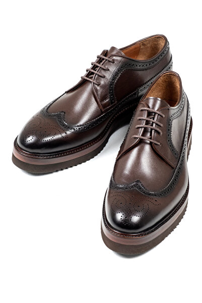 NEWDERİSAN Men's Dark Brown Genuine Leather Thick Sole Classic Oxford Shoes
