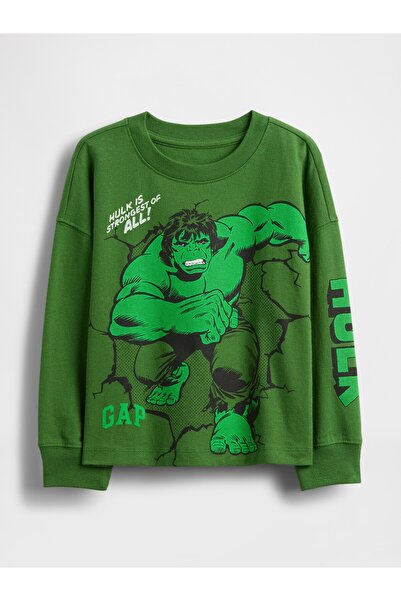 GAP Erkek Bebek Yeşil Marvel Grafik Baskılı T-Shirt