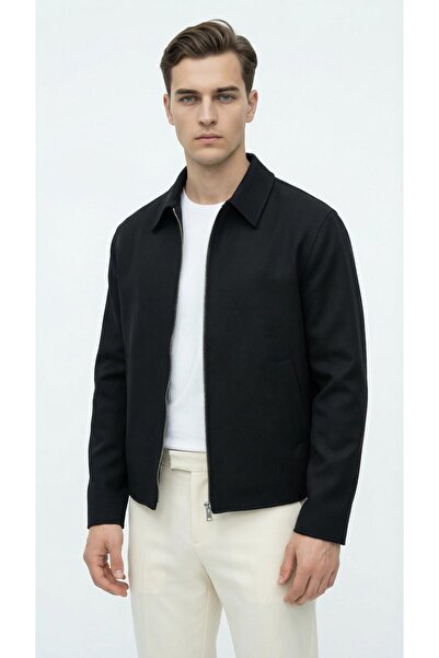 Plus Scorpion Men's Zippered Transitional Coat Jacket – Textured Shirt Collar