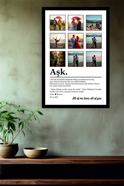 Teknograf Kişiye Özel 9 Fotoğraflı Sözlük Anlamı Tasarımlı Ahşap Tablo - MDF ...