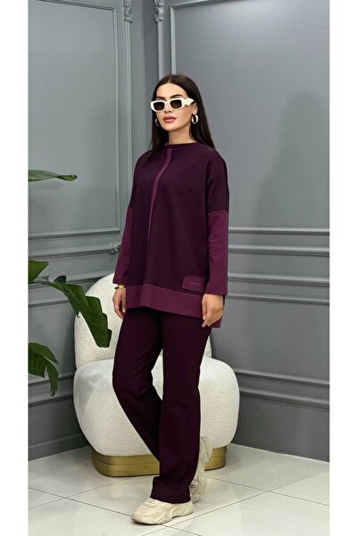 Cannes مجموعة فيكا مودرن بوردو ياقة مرتفعة متوسطة الطول السفلية والعلوية