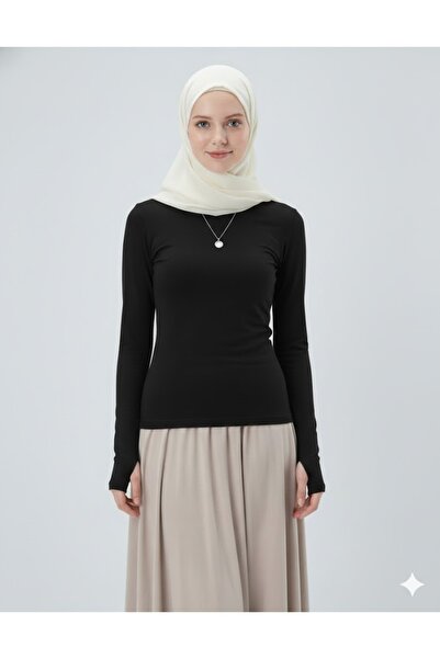 LADY HAZAL Black Crew Neck Slim Fit Soft Touch Fingerless Undershirt Boy Hija...