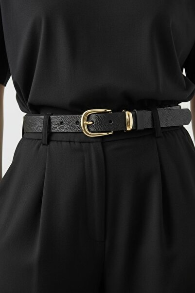 Gesa 100% Genuine Leather Black Thin Unisex Belt Opportunity Product Jean Bel...
