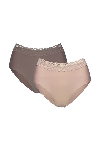 Henderson Women's High Waist Panties Briefs 2-Pack Smooth with Floral Lace Wa...