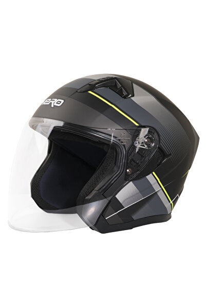 GP KOMPOZİT GP NERO MKS006-MBD1NY Şeffaf Vizörlü Motosiklet Yarım Kask