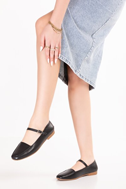 Gondol Pantofi de balerină casual din piele naturală erp.26562 Negru