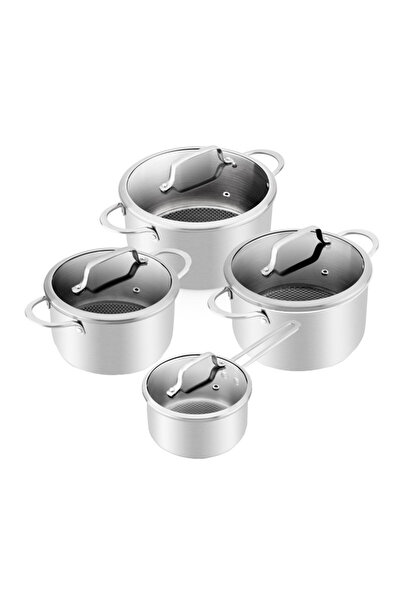 ETA Set of 4 Honeycomb cookware 1929 90000, stainless steel, non-stick, heat ...