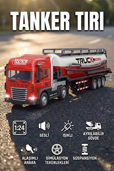 craftivio 1:24 Ölçek Diecast Metal Kafa Işıklı ve Sesli Oyuncak Tanker Tırı -...