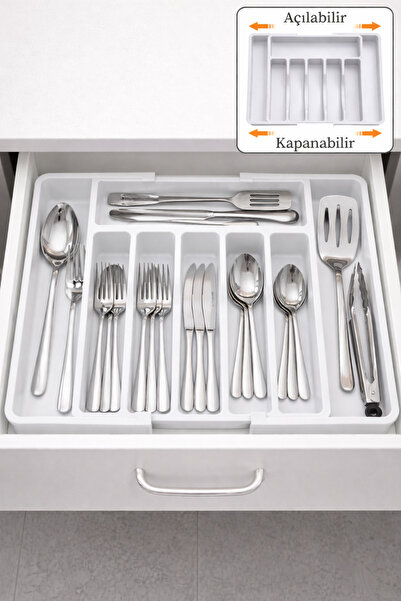 Mim Life Çift Taraflı Uzayabilen Pratik Çekmece İçi Kaşıklık Organizer Çekmec...