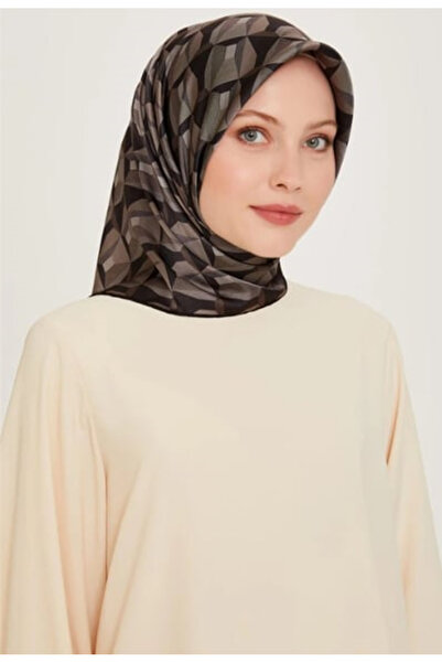 Armine Eșarfă de mătase Nostalji Tivil IST 9204-83 Negru-Arzut cu Model Geome...