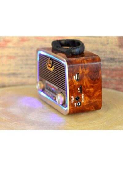 LC Portable Retro Style Radio – Brown Wooden Look with USB, AUX and FM Radio
