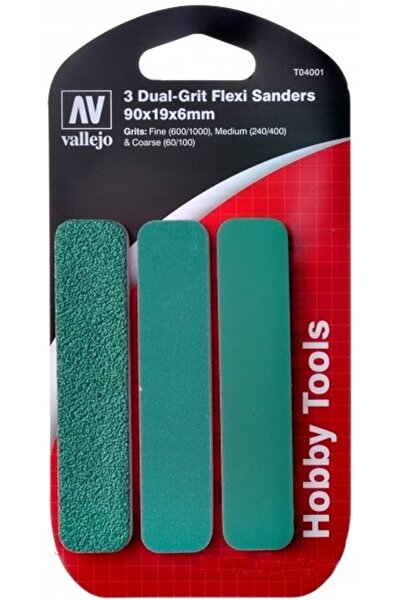 Vallejo T04001 Esnek 60,240,600 No İnce ve Dar Zımpara Çubuğu (90x19x6mm), 3 ...