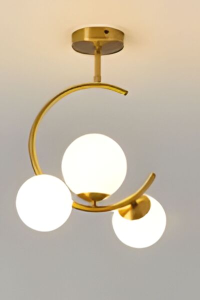 Ömür Avize atina gold kasa beyaz camlı avize