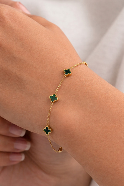 charmove ile kendinizi şımartın Minimal Yonca Figürlü Altın Renk Kadın Bilekl...