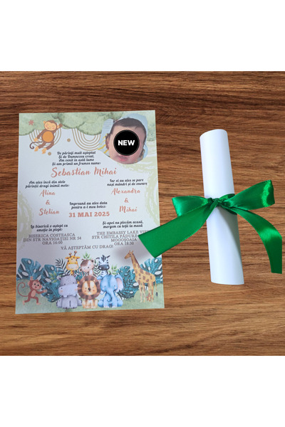 Aela.alc Safari themed baptism invitation set of 10 pieces