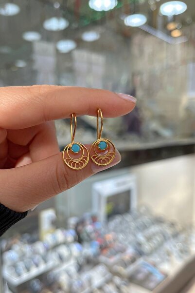 Erer Gümüş Gümüş mavi taşlı telkari yeni küpe