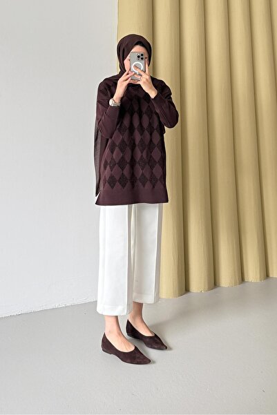 Rimel Moda Silvery Mercerized Tunic Brown