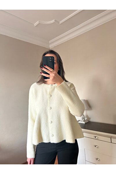 Selin Damla Eteği Volanlı Kadın Triko Hırka
