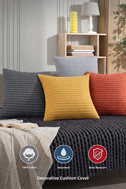 SHAL HOME Husă de pernă decorativă Shal Plaid din 4 piese - 44x44cm