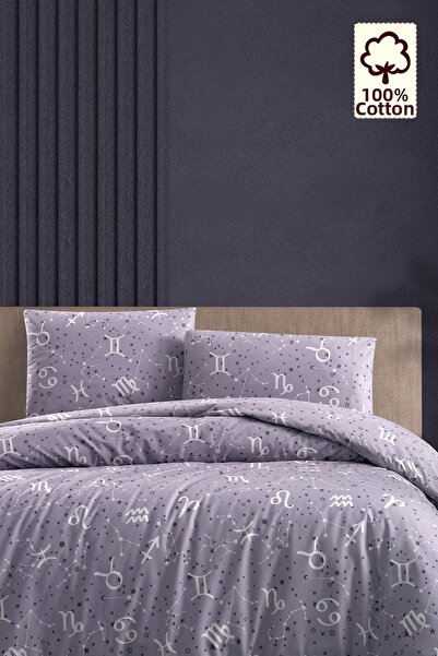 CAQQA 100% Cotton Goodnight Lavender Double Duvet Cover Set