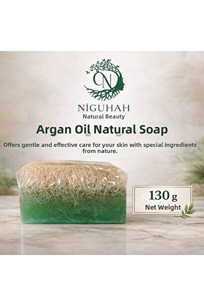 Pura Natura صابون أرغان طبيعي من ألياف اليقطين من نيجوها للجمال الطبيعي 130 جرام