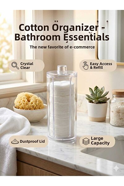 LOVYCO Organizator transparent pentru disc pentru bumbac, cutie pentru machiaj