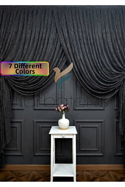 farbateks Gri antracit cu două rânduri de nasturi Modele de perdele Yanki Tul...