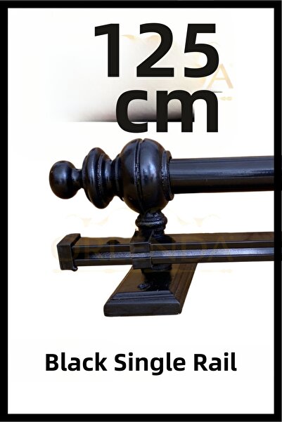 Orlenda Черна еднорелсова завеса за пердета в рустик стил 125 см