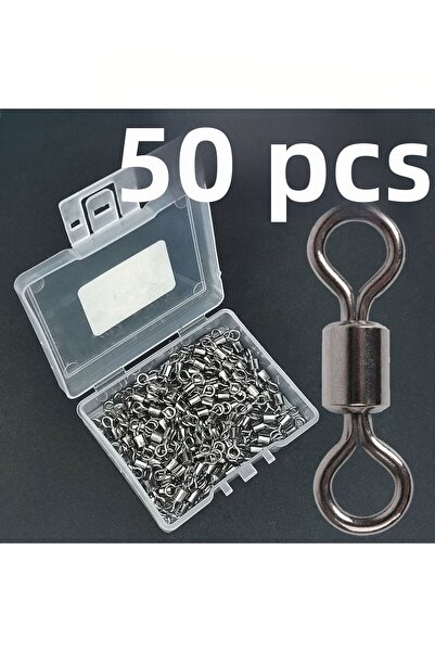 facifa 50 or 100 pcs Fishing Barrel Bearing Rolling Swivel with Box Solid Rin...