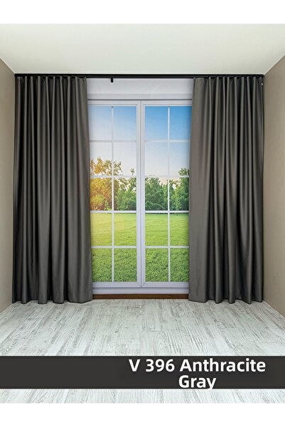 mep mekanik Donatti Anthracite Gray Star Blackout Single Wing Background Curtain