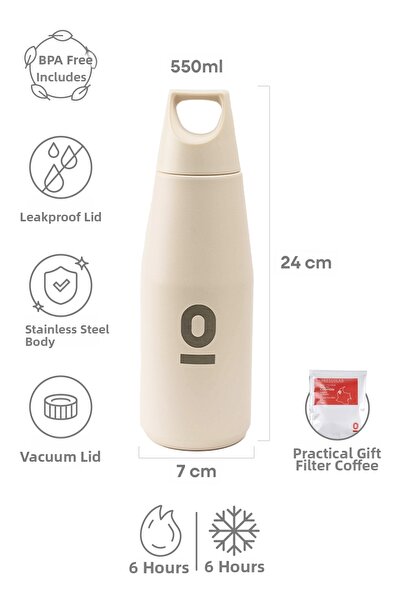 Espressolab Stainless Steel Light White Bottle Thermos 550 ml No:69