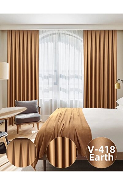 YS PERDE TASARIM ستارة تعتيم فاخرة من الساتان عالية الجودة بدون طيات بجناح وا...