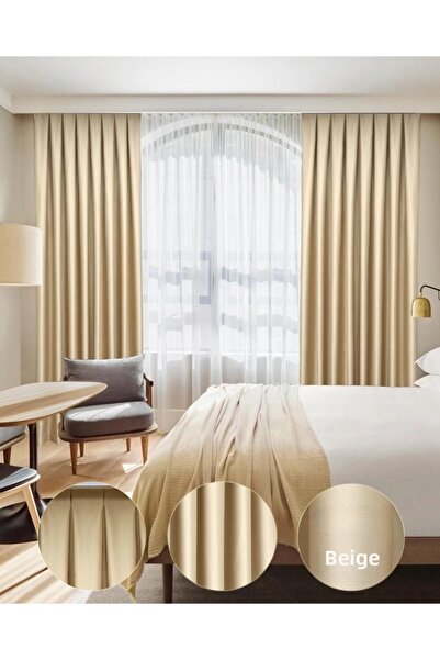 YS PERDE TASARIM Luxury Satin Blackout Sunshade Curtain High Quality Plain Un...