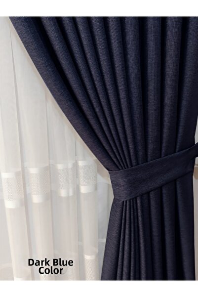 MebelPort Curtain Linen Background Curtain 1/3 Pleated Single Panel for Corni...